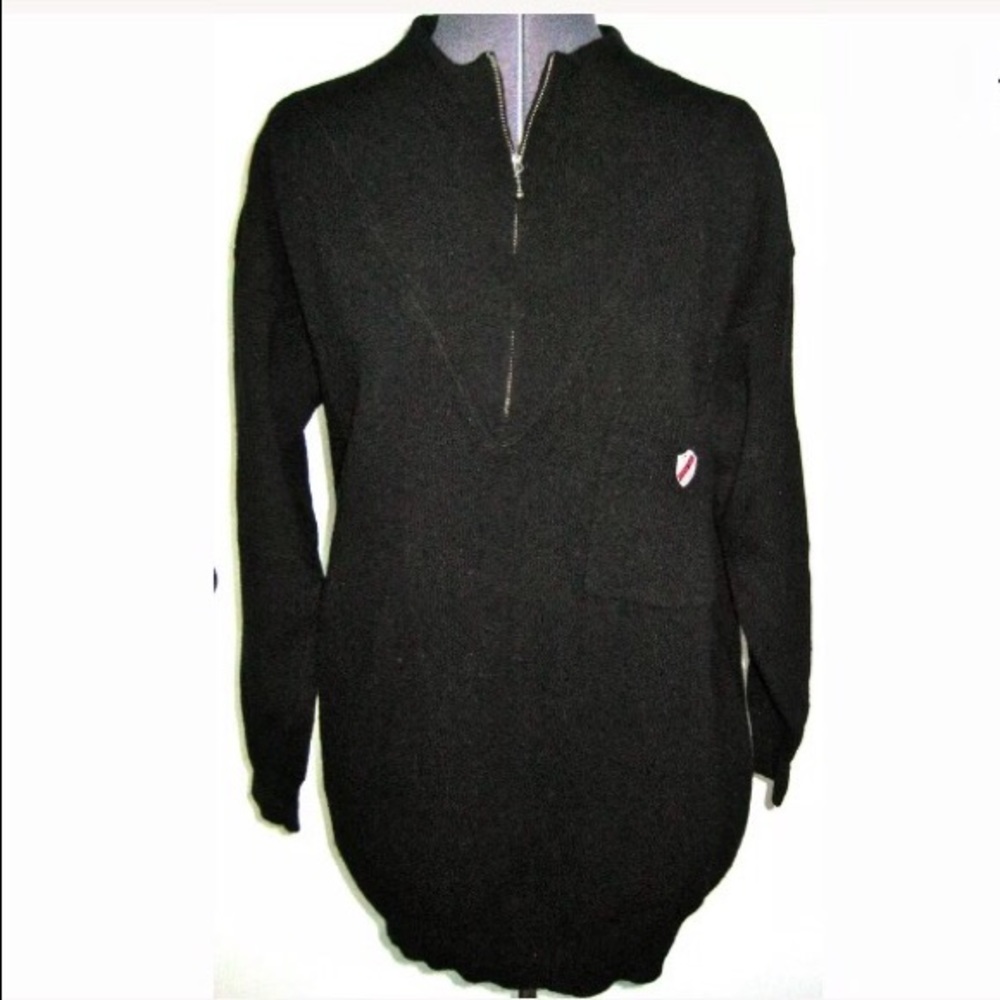 VINTAGE 1980s IN-WEAR BLACK TUNIC LAMBSWOOL SWEATER BERGDORF GOODMAN S